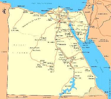 Carte dtaille d'Egypte
